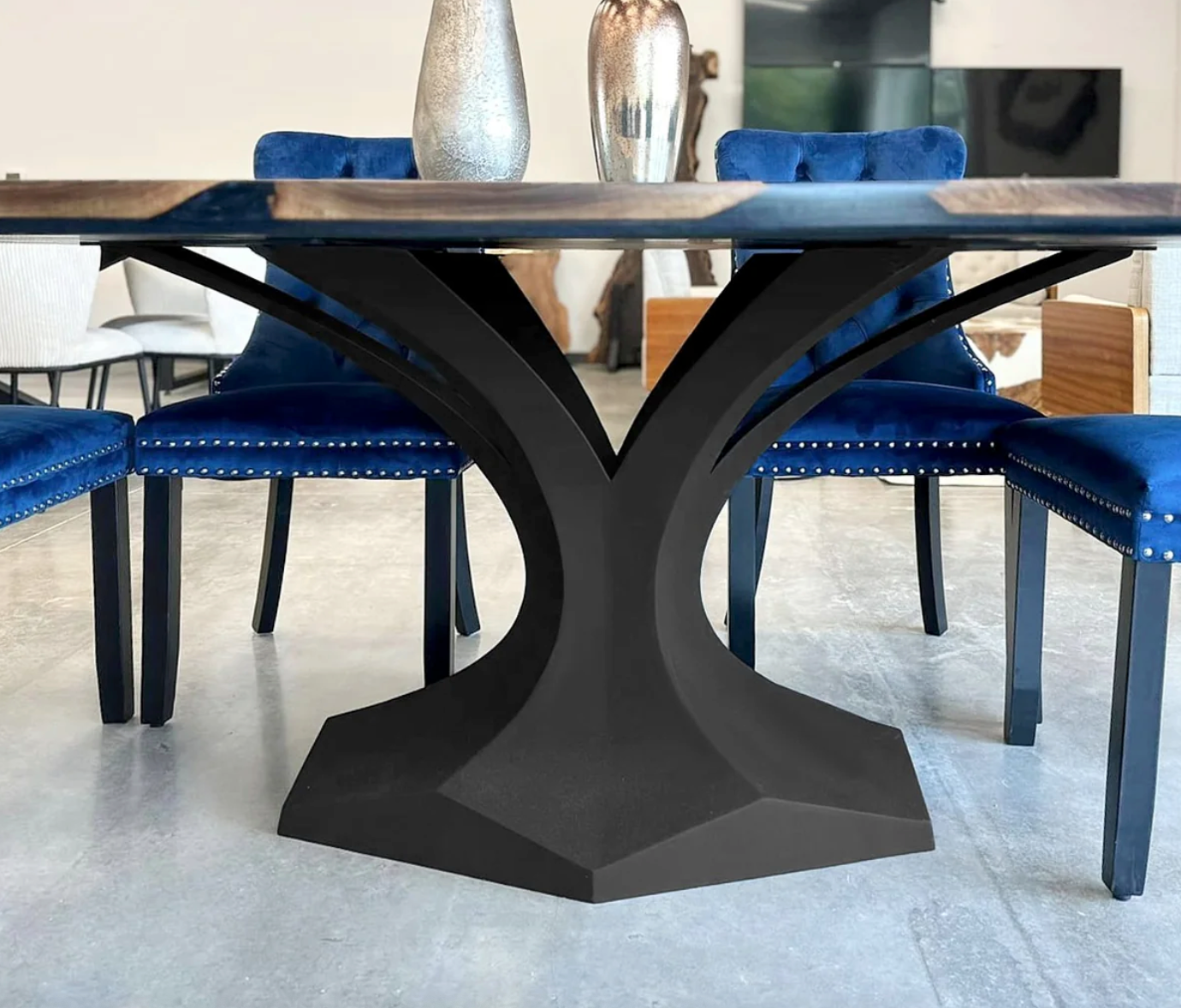 Custom Live Edge Dining Tables for Interior Design and Home Decor accented with rustic slab Coffee/End table furniture.