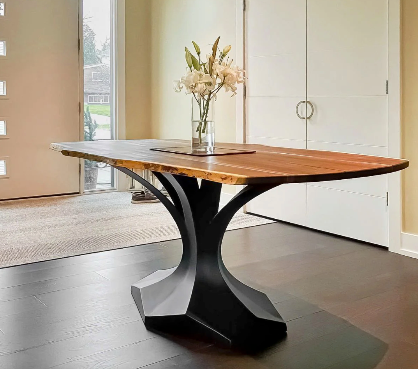 Custom Live Edge Dining Tables for Interior Design and Home Decor accented with rustic slab Coffee/End table furniture.