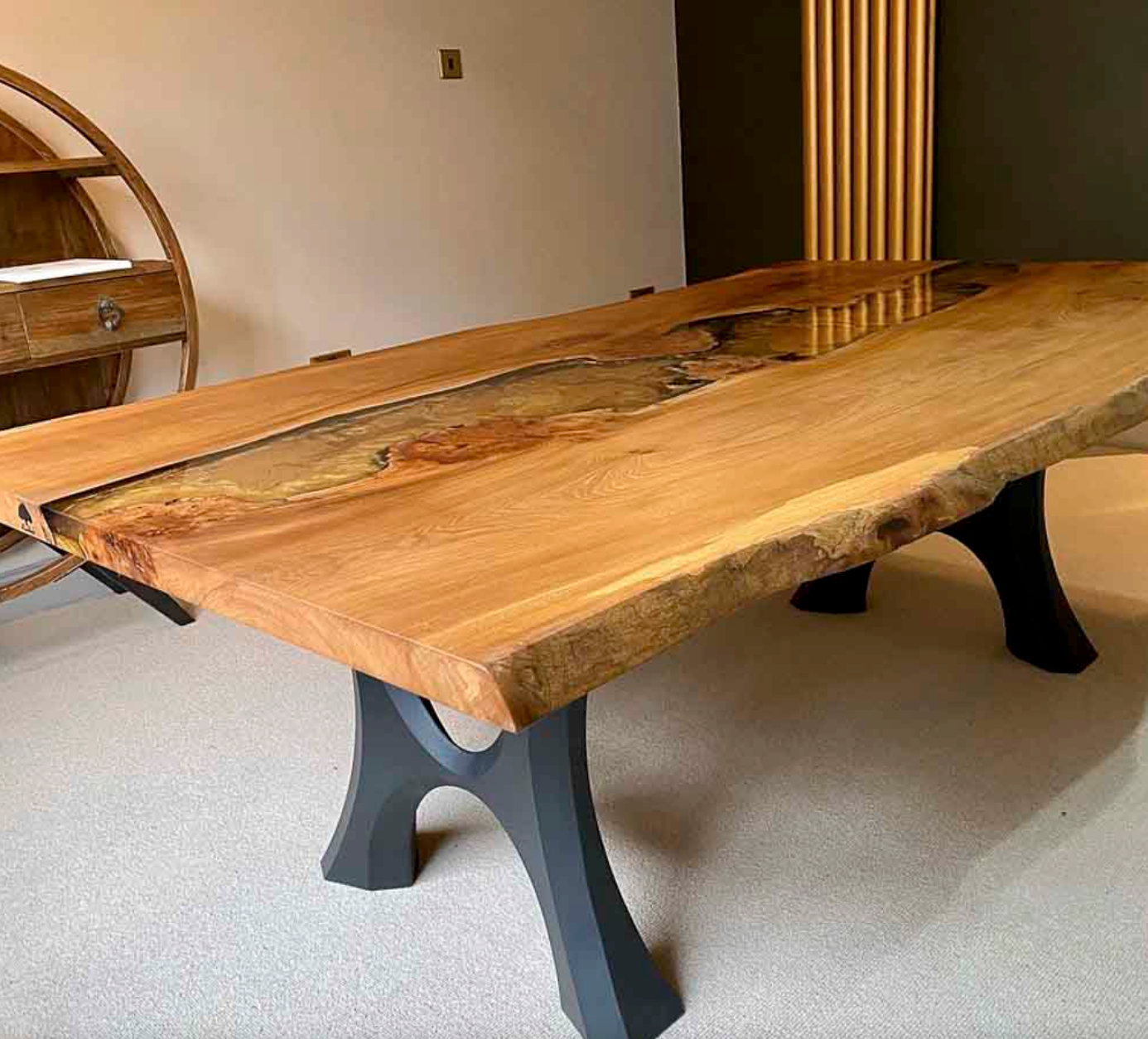 Custom Live Edge Dining Tables for Interior Design and Home Decor accented with rustic slab Coffee/End table furniture.