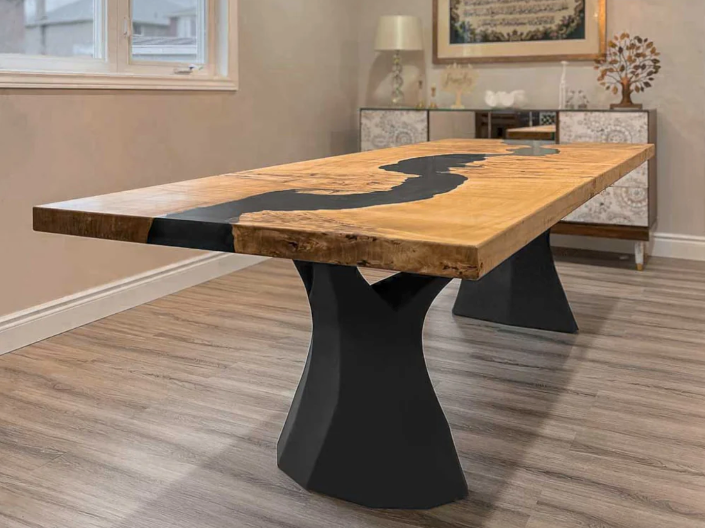 Custom Live Edge Dining Tables for Interior Design and Home Decor accented with rustic slab Coffee/End table furniture.