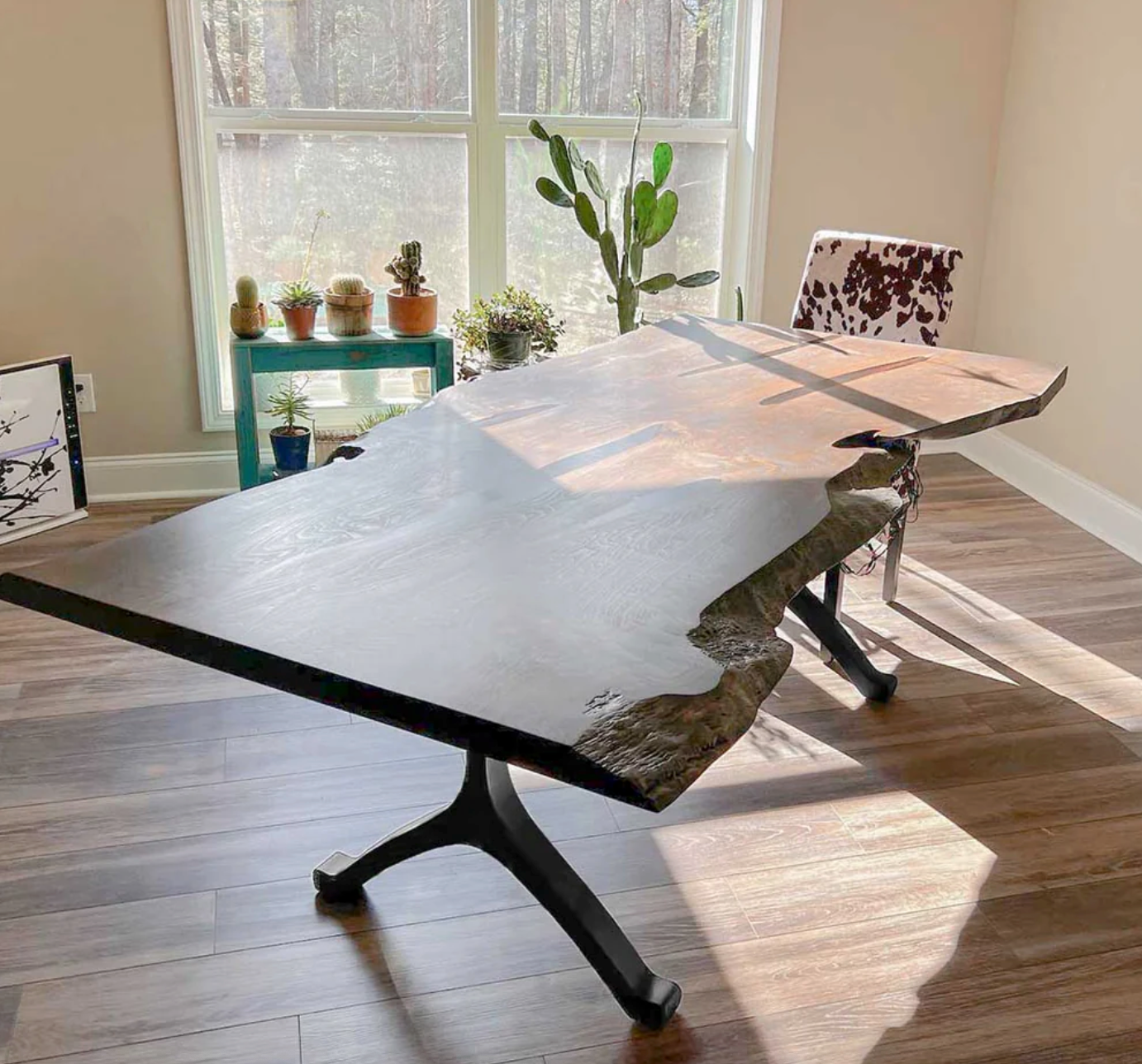 Custom Live Edge Dining Tables for Interior Design and Home Decor accented with rustic slab Coffee/End table furniture.