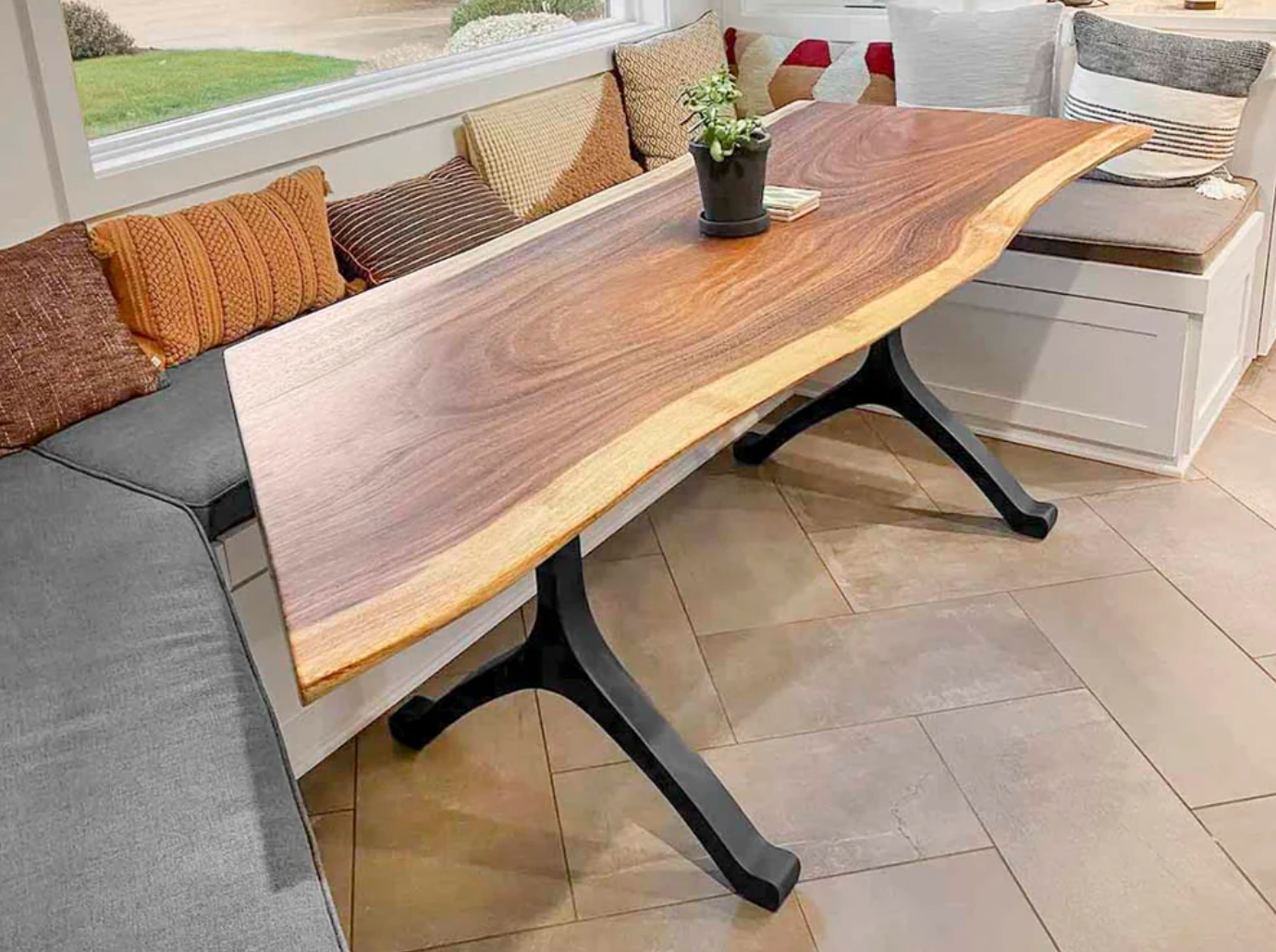 Custom Live Edge Dining Tables for Interior Design and Home Decor accented with rustic slab Coffee/End table furniture.