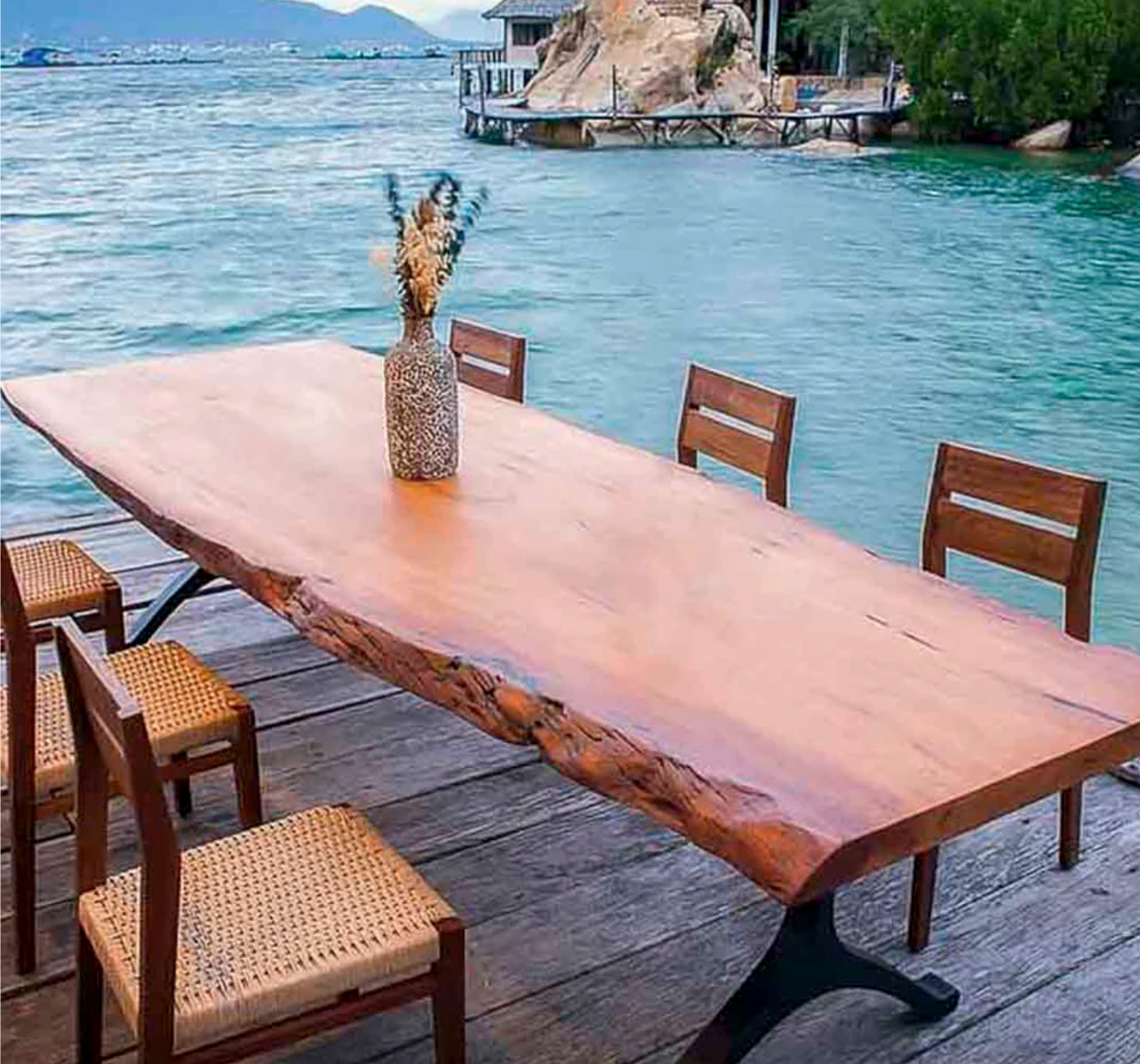 Custom Live Edge Dining Tables for Interior Design and Home Decor accented with rustic slab Coffee/End table furniture.