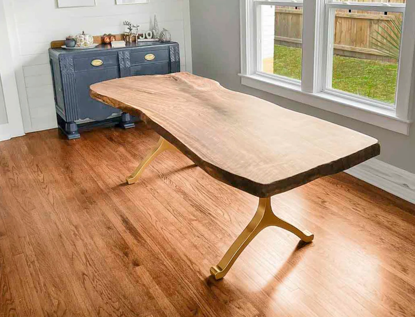 Custom Live Edge Dining Tables for Interior Design and Home Decor accented with rustic slab Coffee/End table furniture.