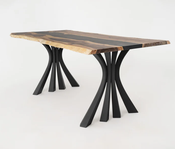 Custom Live Edge Dining Tables for Interior Design and Home Decor accented with rustic slab Coffee/End table furniture.