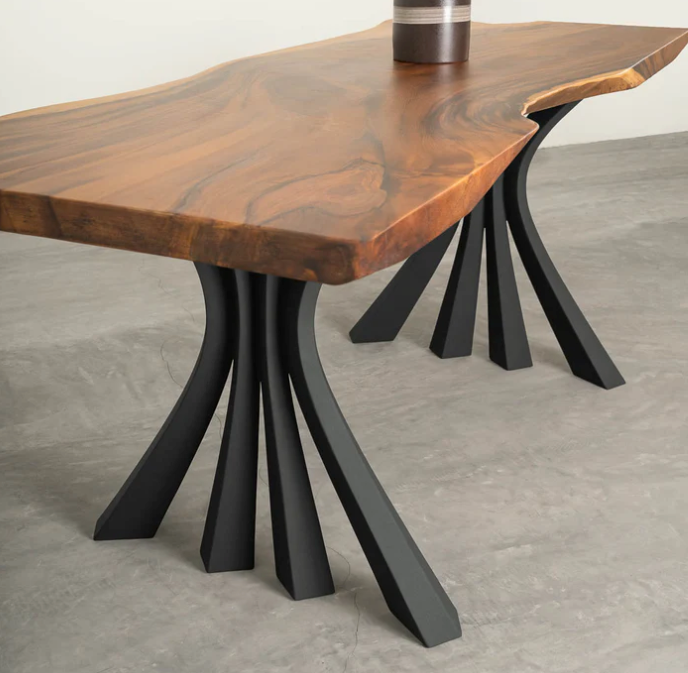 Custom Live Edge Dining Tables for Interior Design and Home Decor accented with rustic slab Coffee/End table furniture.
