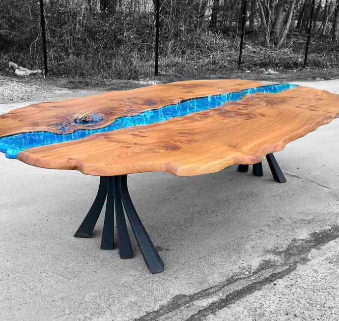 Custom Live Edge Dining Tables for Interior Design and Home Decor accented with rustic slab Coffee/End table furniture.