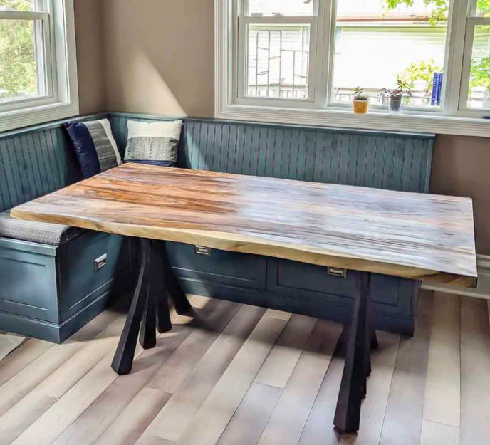 Custom Live Edge Dining Tables for Interior Design and Home Decor accented with rustic slab Coffee/End table furniture.