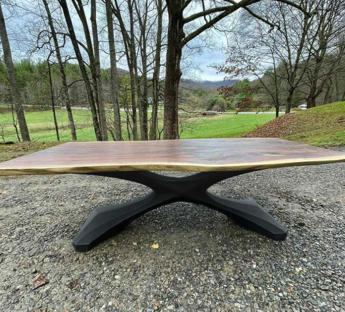Custom Live Edge Dining Tables for Interior Design and Home Decor accented with rustic slab Coffee/End table furniture.