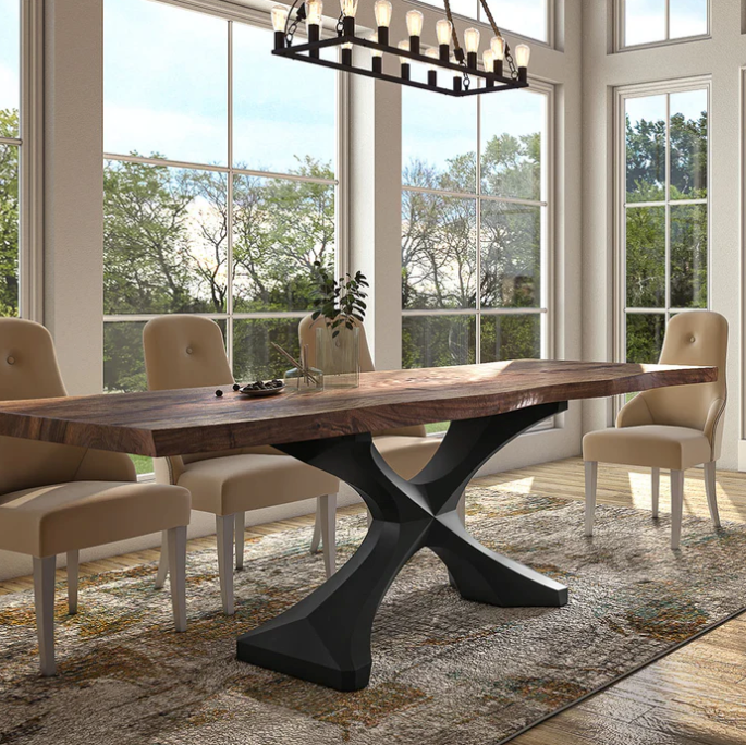 Custom Live Edge Dining Tables for Interior Design and Home Decor accented with rustic slab Coffee/End table furniture.