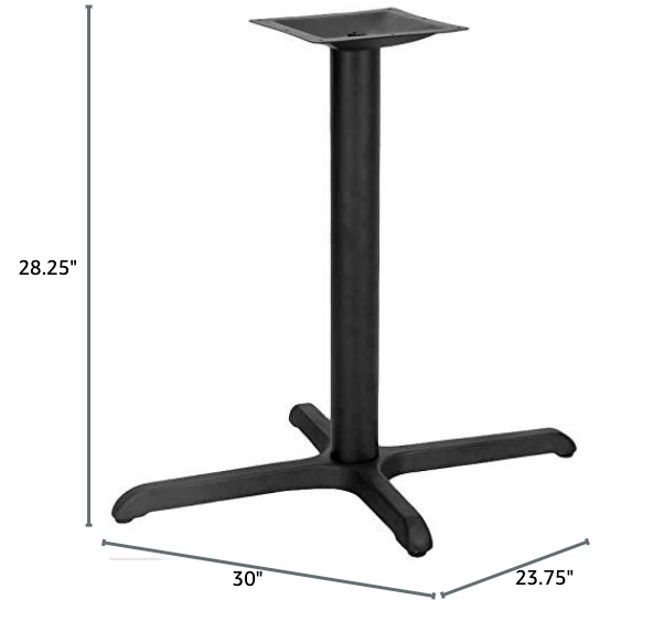 X-Base Round Metal Table 24"x30"Base x 28" H - Black
