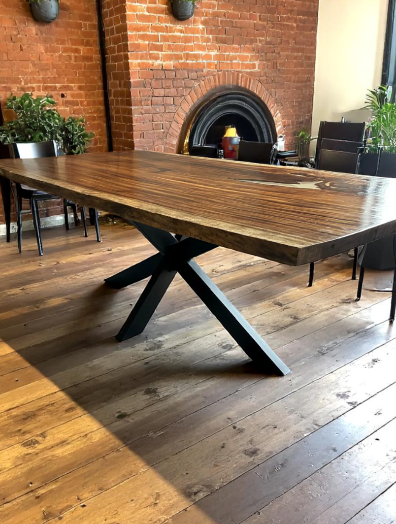 Custom Live Edge Dining Tables for Interior Design and Home Decor accented with rustic slab Coffee/End table furniture.