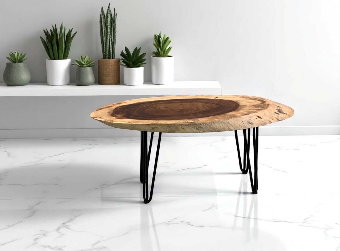 Custom Live Edge Dining Tables for Interior Design and Home Decor accented with rustic slab Coffee/End table furniture.