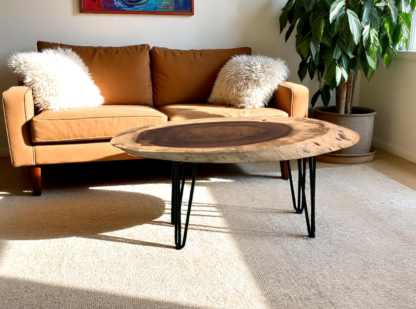 Custom Live Edge Dining Tables for Interior Design and Home Decor accented with rustic slab Coffee/End table furniture.