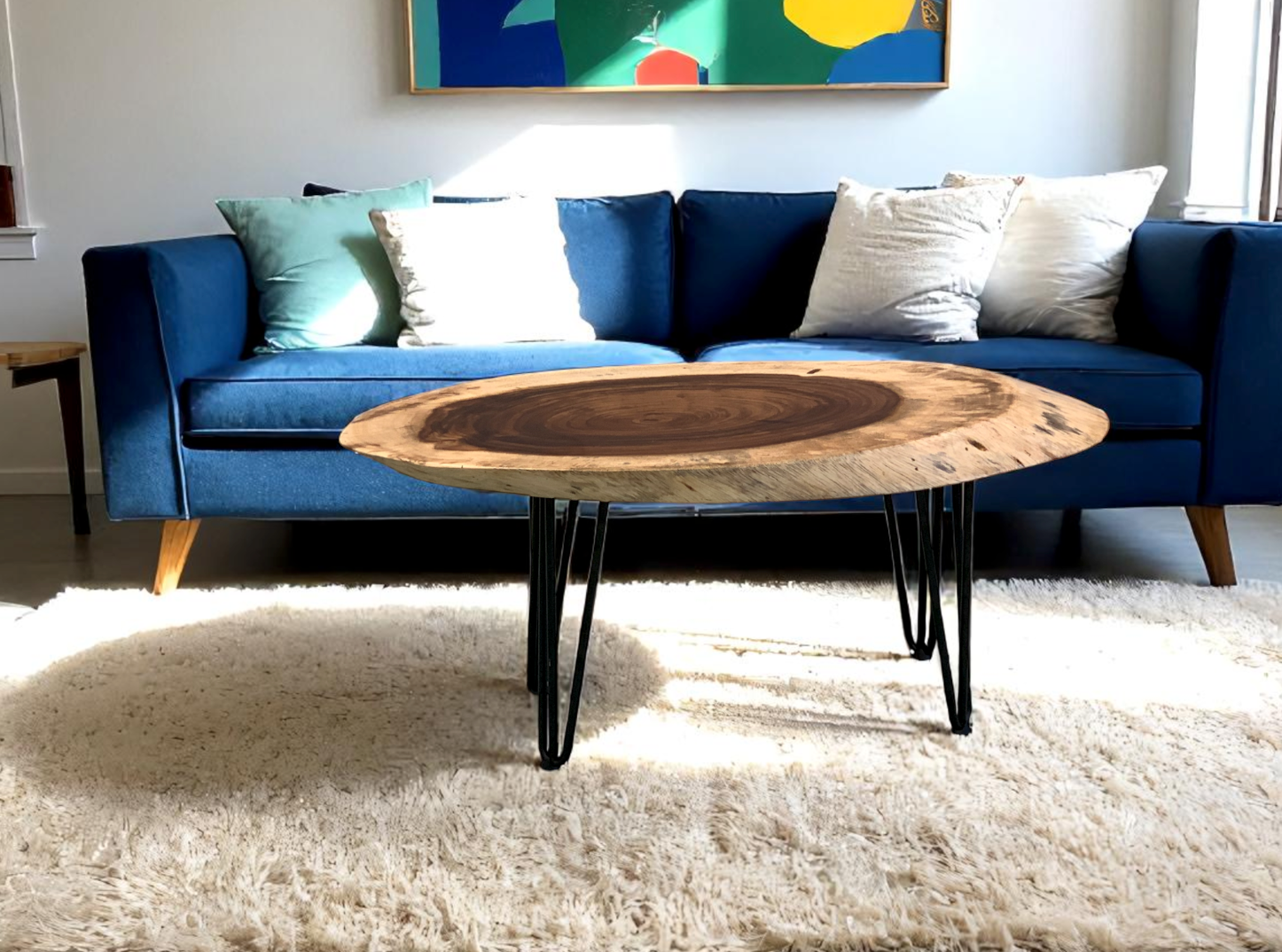 Custom Live Edge Dining Tables for Interior Design and Home Decor accented with rustic slab Coffee/End table furniture.