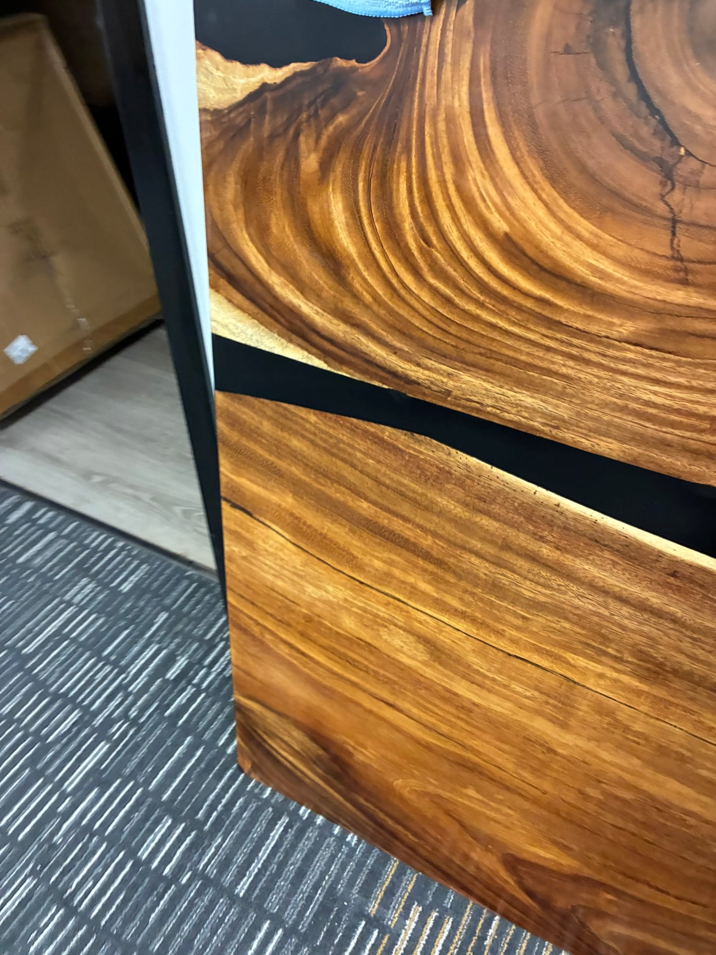 Solid Wood Black Epoxy/ River Dining Table 96"L x 42"W