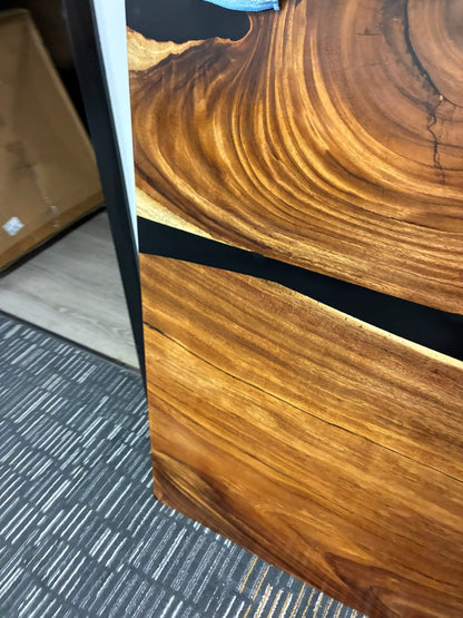 Solid Wood Black Epoxy/ River Dining Table 96"L x 42"W