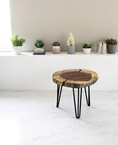Custom Live Edge Dining Tables for Interior Design and Home Decor accented with rustic slab Coffee/End table furniture.