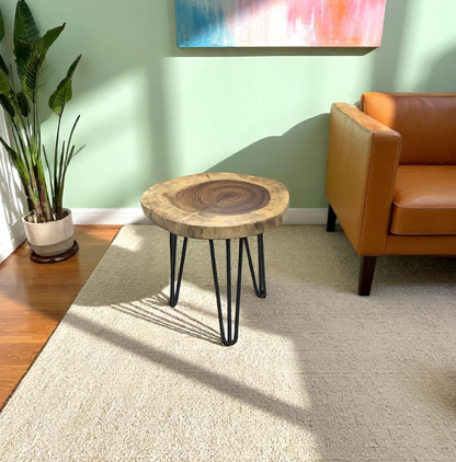 Custom Live Edge Dining Tables for Interior Design and Home Decor accented with rustic slab Coffee/End table furniture.