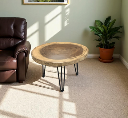 Custom Live Edge Dining Tables for Interior Design and Home Decor accented with rustic slab Coffee/End table furniture.