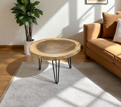 Custom Live Edge Dining Tables for Interior Design and Home Decor accented with rustic slab Coffee/End table furniture.