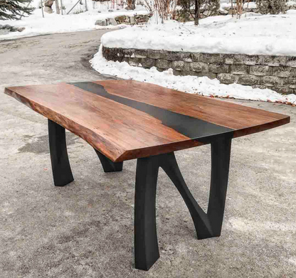 Custom Live Edge Dining Tables for Interior Design and Home Decor accented with rustic slab Coffee/End table furniture.