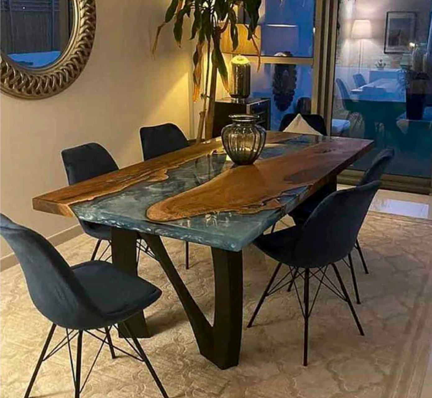 Custom Live Edge Dining Tables for Interior Design and Home Decor accented with rustic slab Coffee/End table furniture.