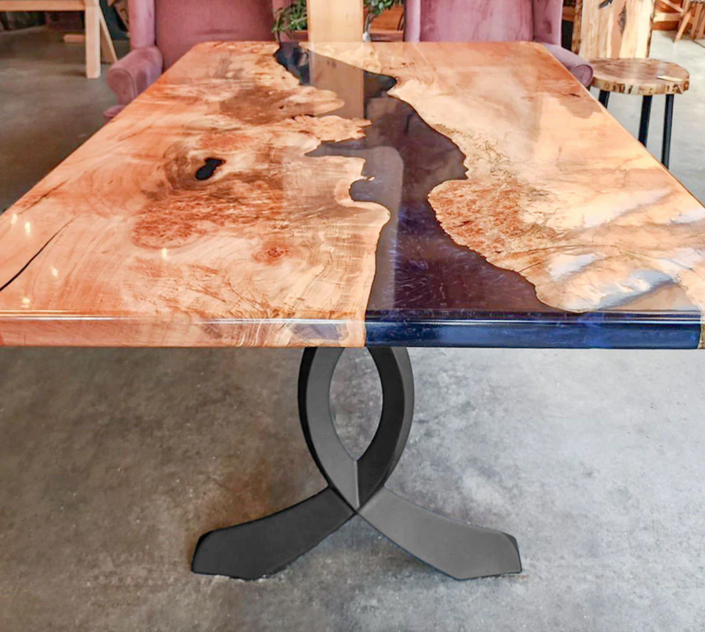 Custom Live Edge Dining Tables for Interior Design and Home Decor accented with rustic slab Coffee/End table furniture.