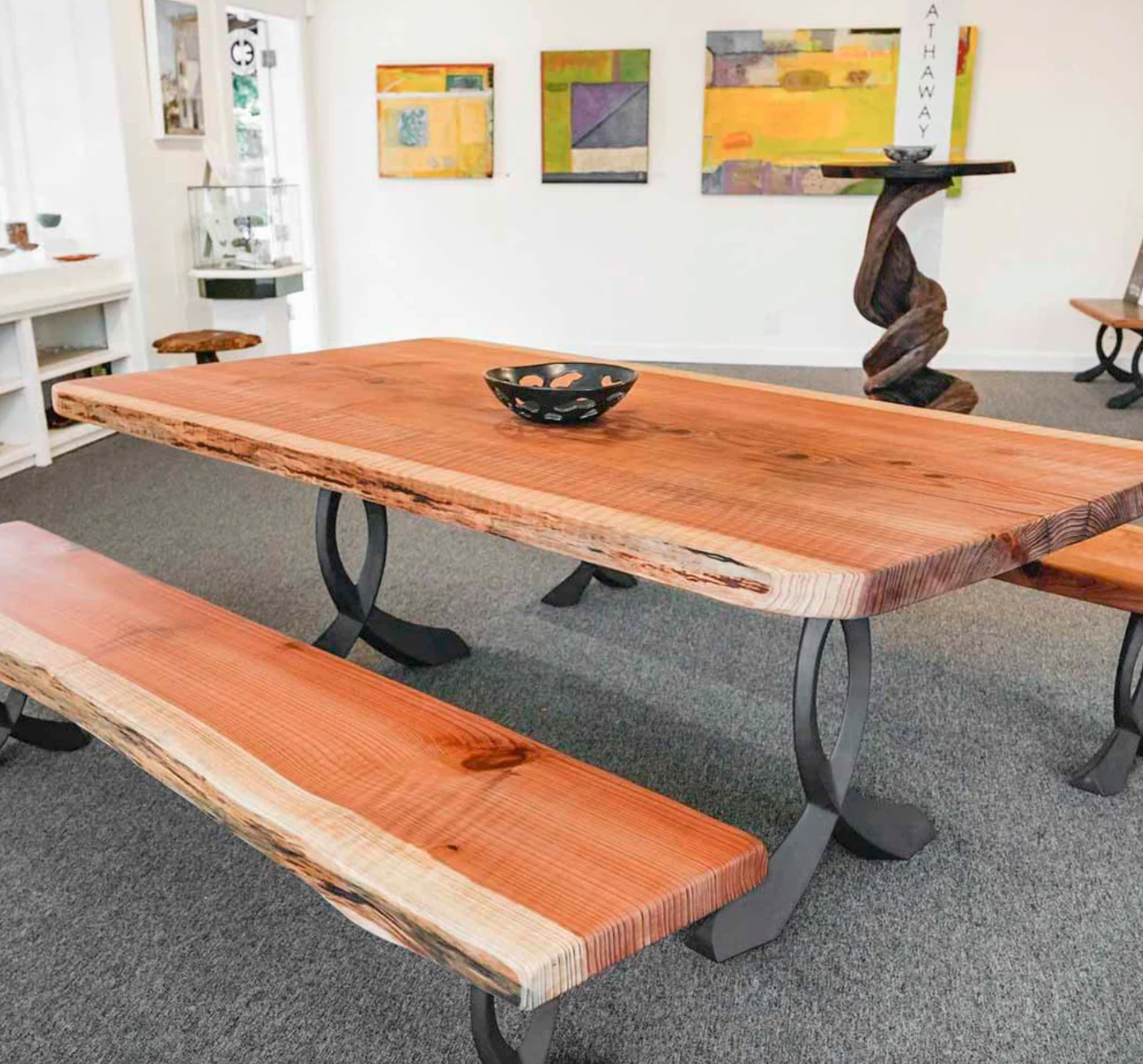 Custom Live Edge Dining Tables for Interior Design and Home Decor accented with rustic slab Coffee/End table furniture.