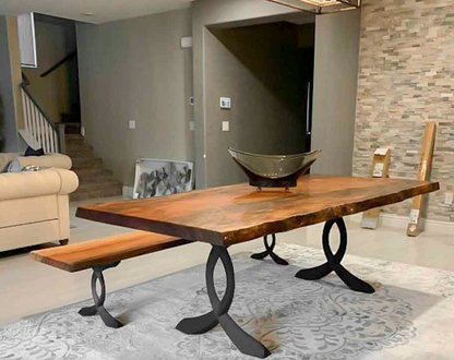 Custom Live Edge Dining Tables for Interior Design and Home Decor accented with rustic slab Coffee/End table furniture.
