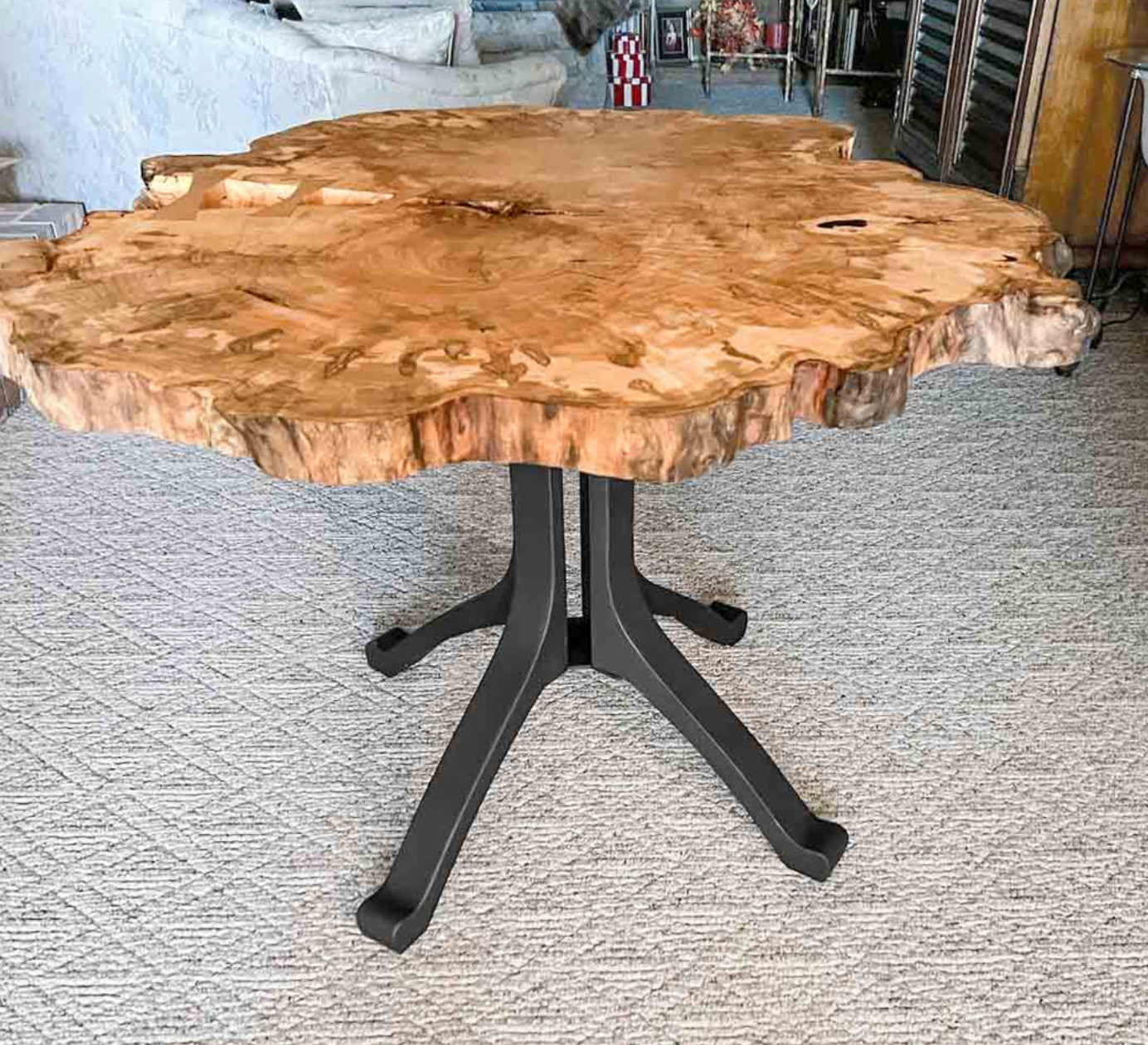 Custom Live Edge Dining Tables for Interior Design and Home Decor accented with rustic slab Coffee/End table furniture.