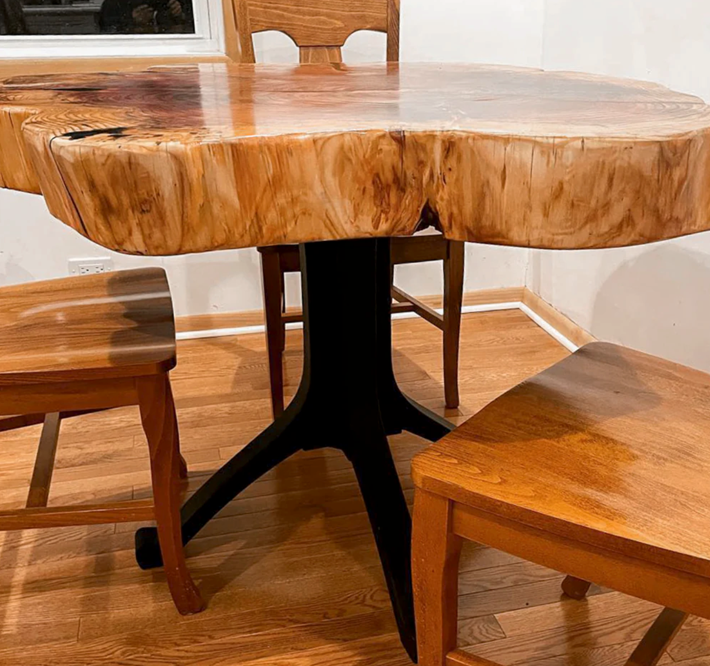 Custom Live Edge Dining Tables for Interior Design and Home Decor accented with rustic slab Coffee/End table furniture.