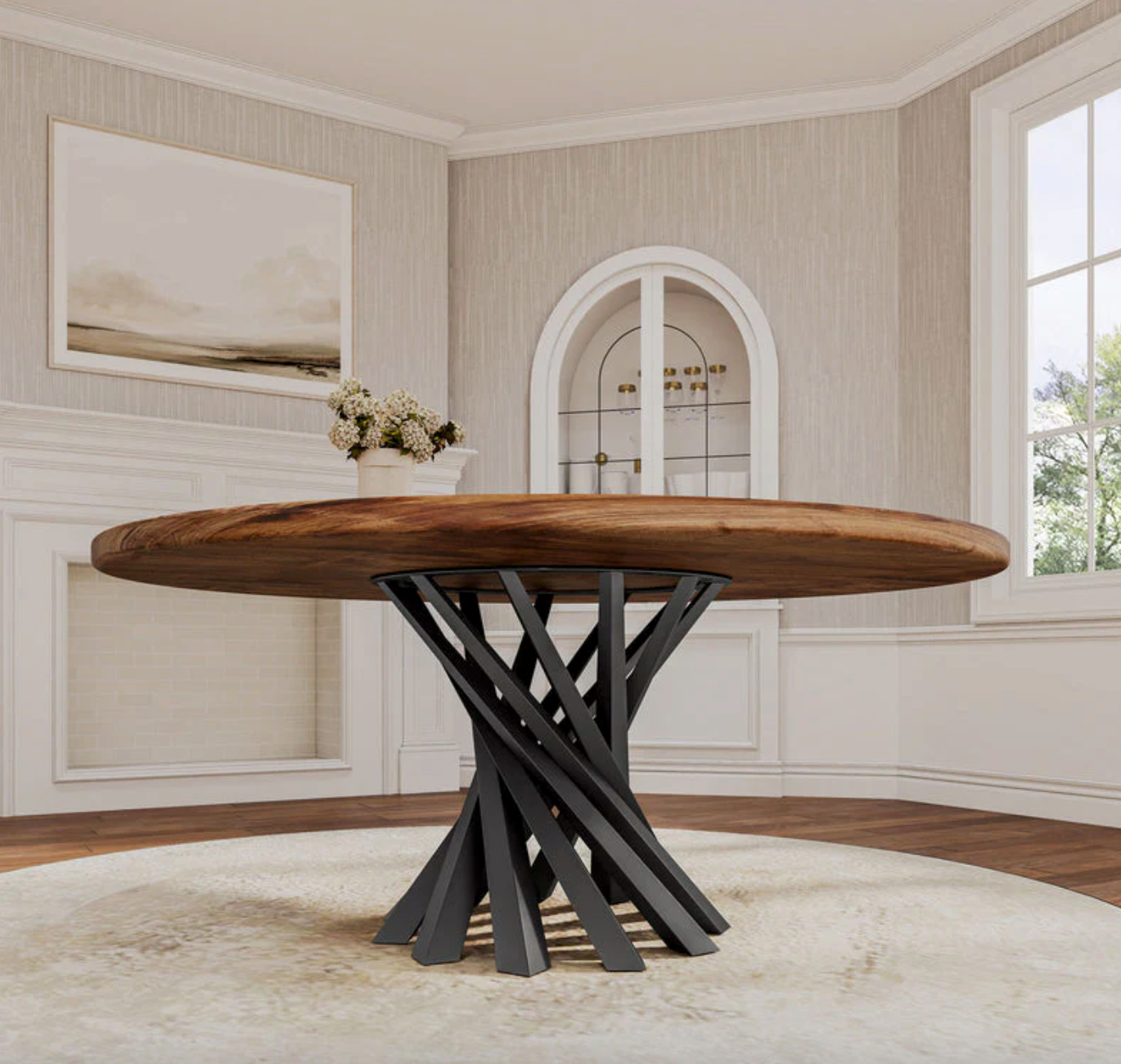 Custom Live Edge Dining Tables for Interior Design and Home Decor accented with rustic slab Coffee/End table furniture.