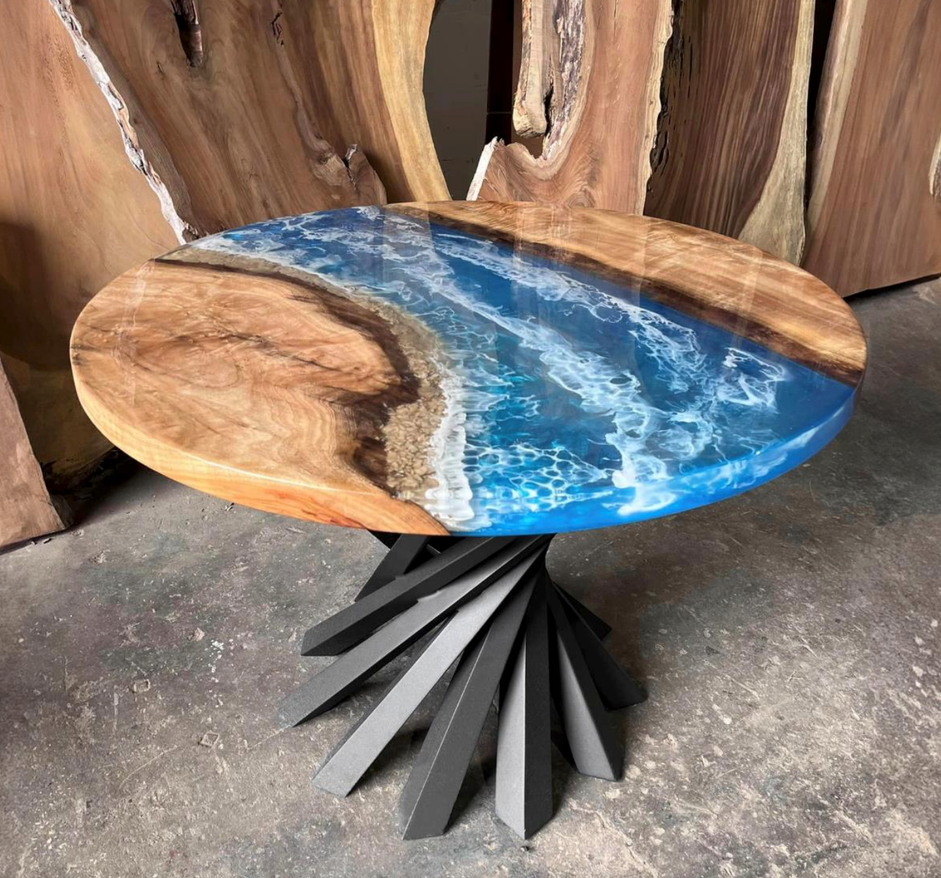 Custom Live Edge Dining Tables for Interior Design and Home Decor accented with rustic slab Coffee/End table furniture.