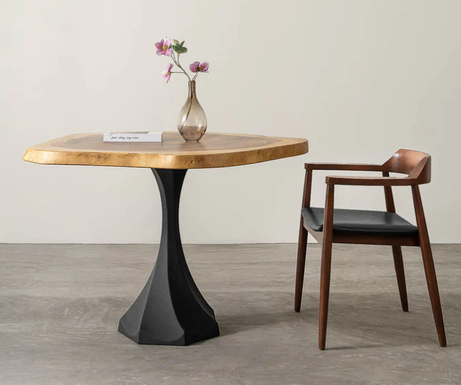 Custom Live Edge Dining Tables for Interior Design and Home Decor accented with rustic slab Coffee/End table furniture.