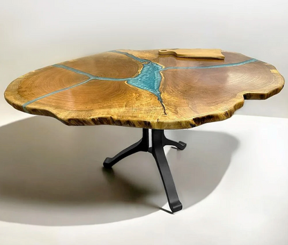 Custom Live Edge Dining Tables for Interior Design and Home Decor accented with rustic slab Coffee/End table furniture.