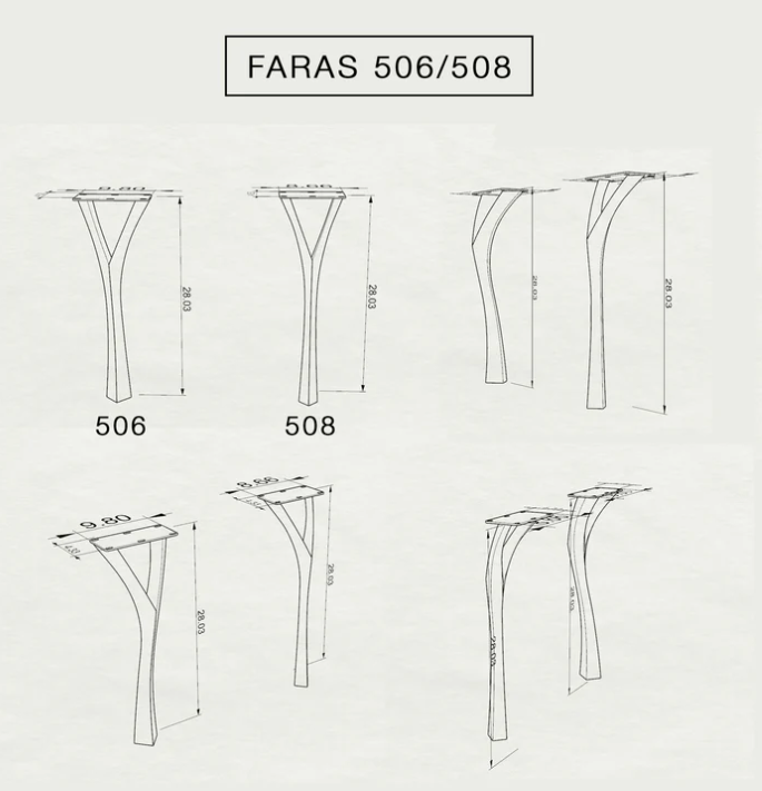 Faras Metal Table Legs 9" W x 28" H (4"Leg W) - Black