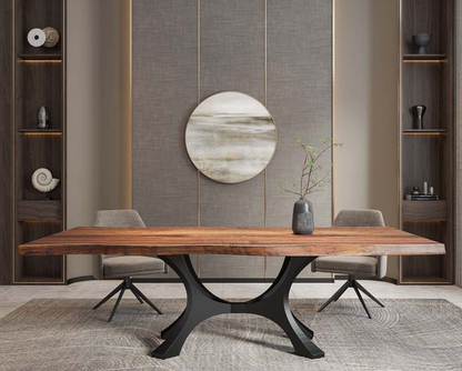 Custom Live Edge Dining Tables for Interior Design and Home Decor accented with rustic slab Coffee/End table furniture.
