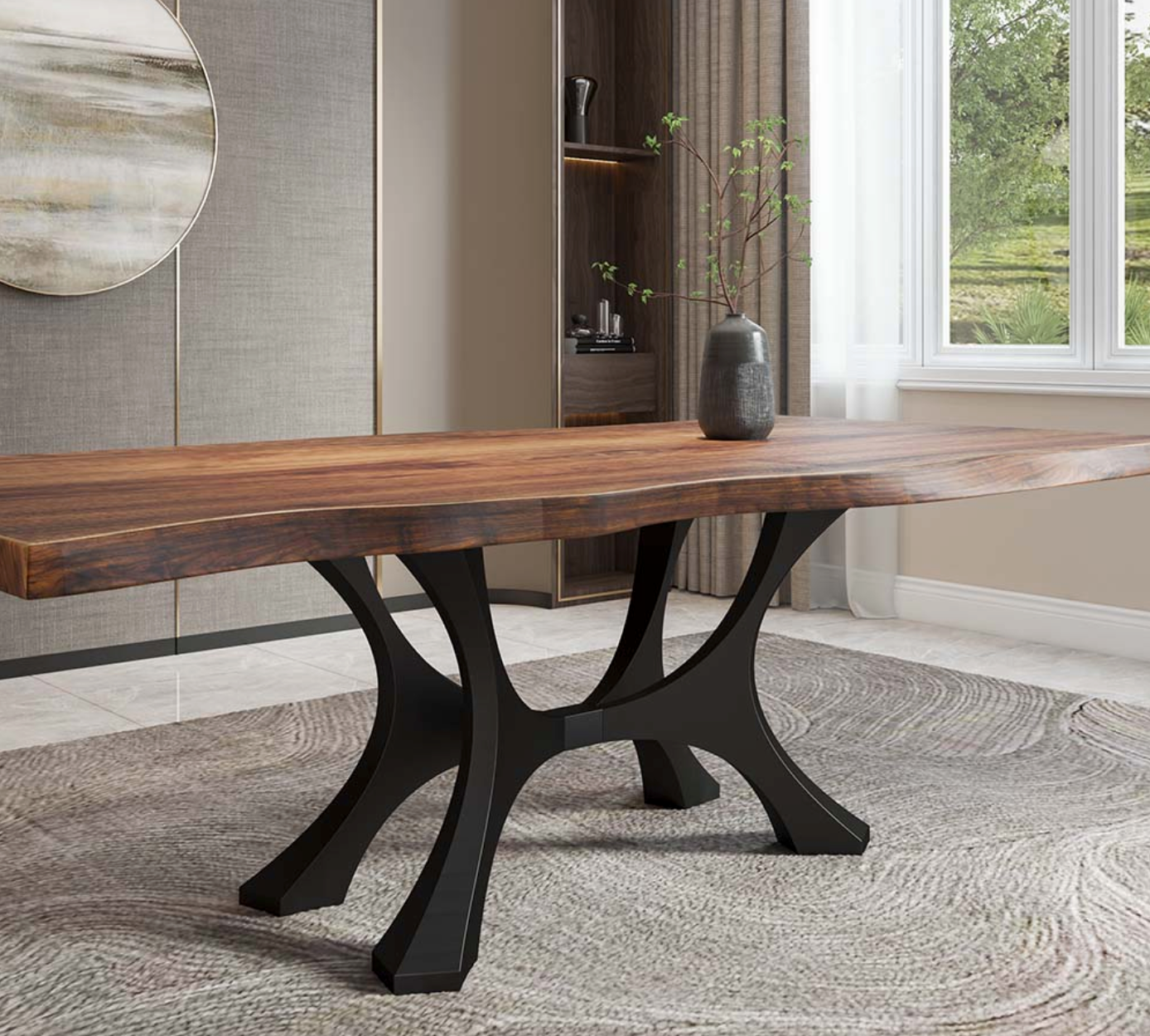 Custom Live Edge Dining Tables for Interior Design and Home Decor accented with rustic slab Coffee/End table furniture.