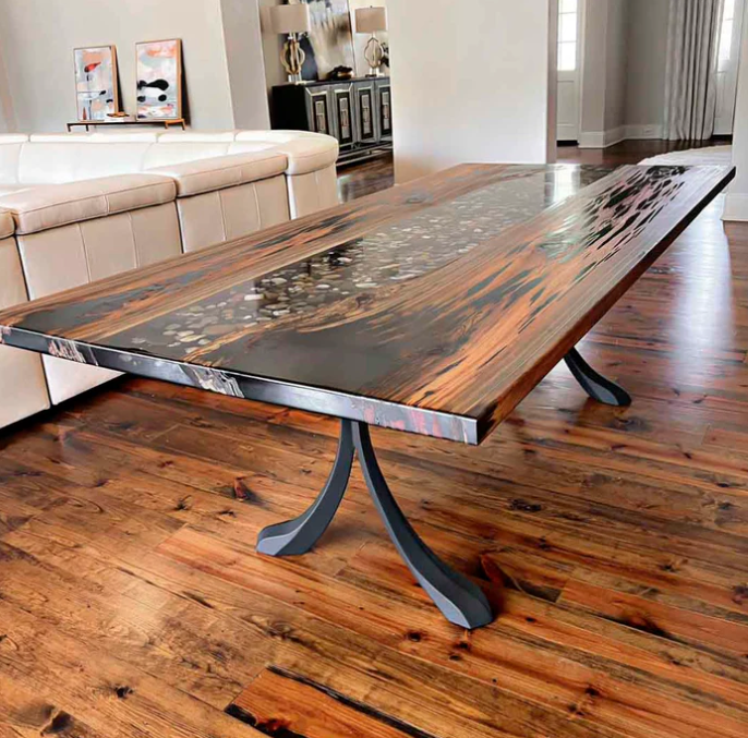 Custom Live Edge Dining Tables for Interior Design and Home Decor accented with rustic slab Coffee/End table furniture.