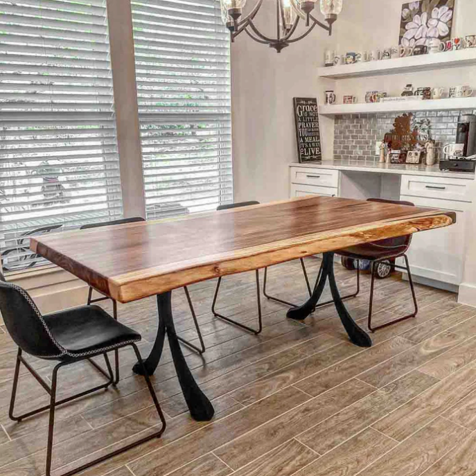 Custom Live Edge Dining Tables for Interior Design and Home Decor accented with rustic slab Coffee/End table furniture.