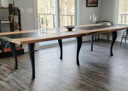 Custom Live Edge Dining Tables for Interior Design and Home Decor accented with rustic slab Coffee/End table furniture.
