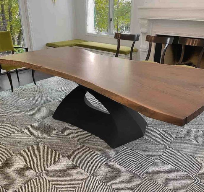 Custom Live Edge Dining Tables for Interior Design and Home Decor accented with rustic slab Coffee/End table furniture.