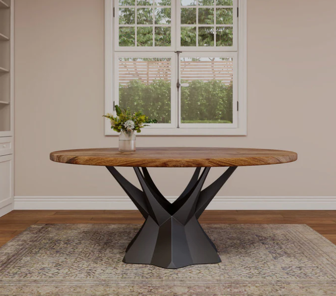 Custom Live Edge Dining Tables for Interior Design and Home Decor accented with rustic slab Coffee/End table furniture.