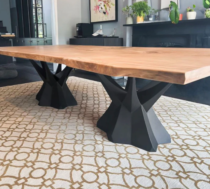 Custom Live Edge Dining Tables for Interior Design and Home Decor accented with rustic slab Coffee/End table furniture.