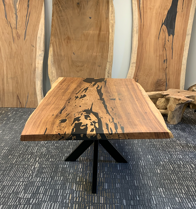 Custom Live Edge Dining Tables for Interior Design and Home Decor accented with rustic slab Coffee/End table furniture.