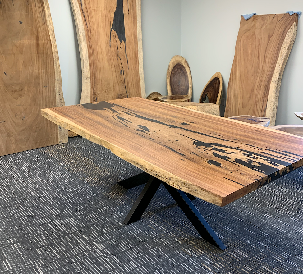 Custom Live Edge Dining Tables for Interior Design and Home Decor accented with rustic slab Coffee/End table furniture.