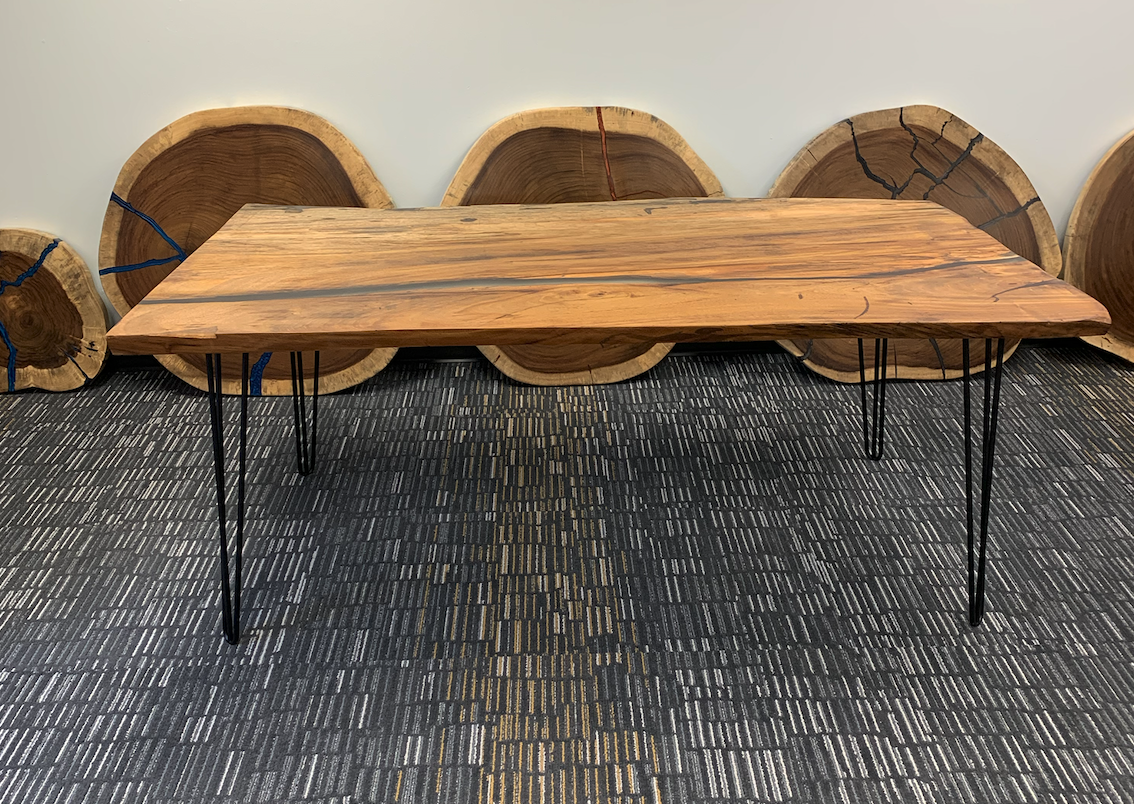 Custom Live Edge Dining Tables for Interior Design and Home Decor accented with rustic slab Coffee/End table furniture.