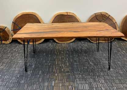Custom Live Edge Dining Tables for Interior Design and Home Decor accented with rustic slab Coffee/End table furniture.
