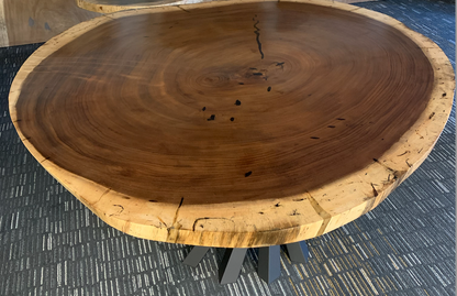 Custom Live Edge Dining Tables for Interior Design and Home Decor accented with rustic slab Coffee/End table furniture.
